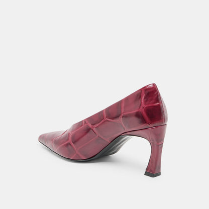 Midge Burgundy Croco Embossed Leather Heels Dolce Vita