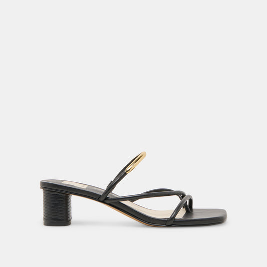 NAIRA HEELS BLACK LEATHER Dolce Vita