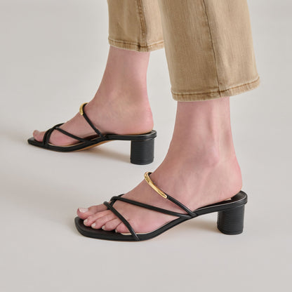 NAIRA HEELS BLACK LEATHER Dolce Vita