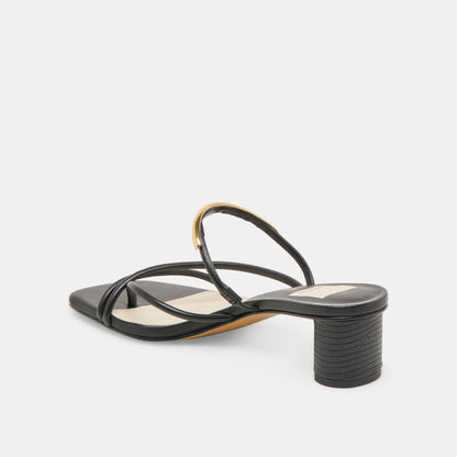 NAIRA HEELS BLACK LEATHER Dolce Vita