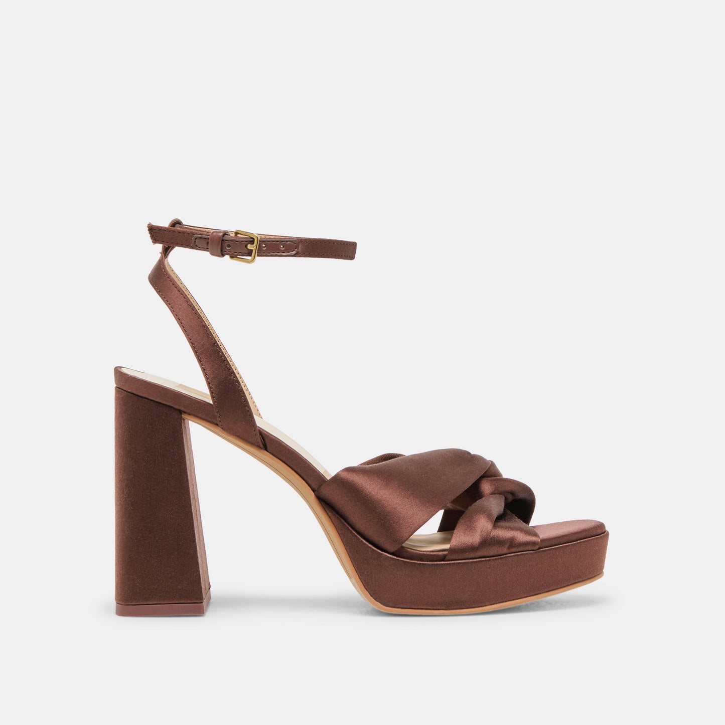 PARLO HEELS MID BROWN SATIN Dolce Vita