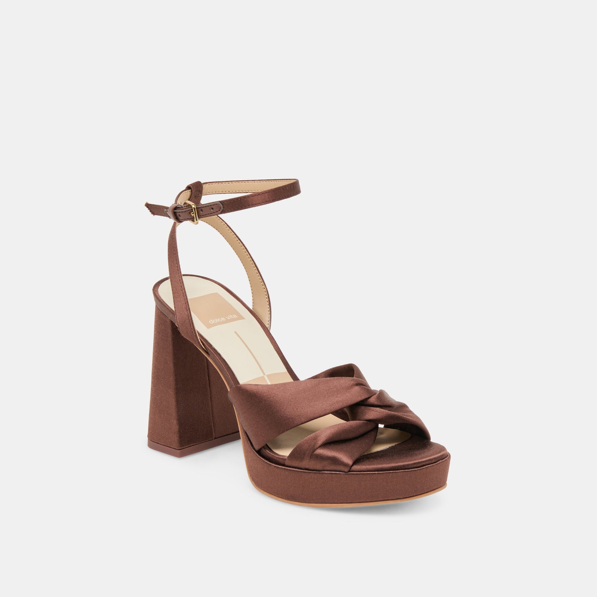 PARLO HEELS MID BROWN SATIN Dolce Vita