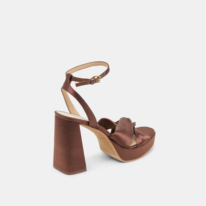 PARLO HEELS MID BROWN SATIN Dolce Vita