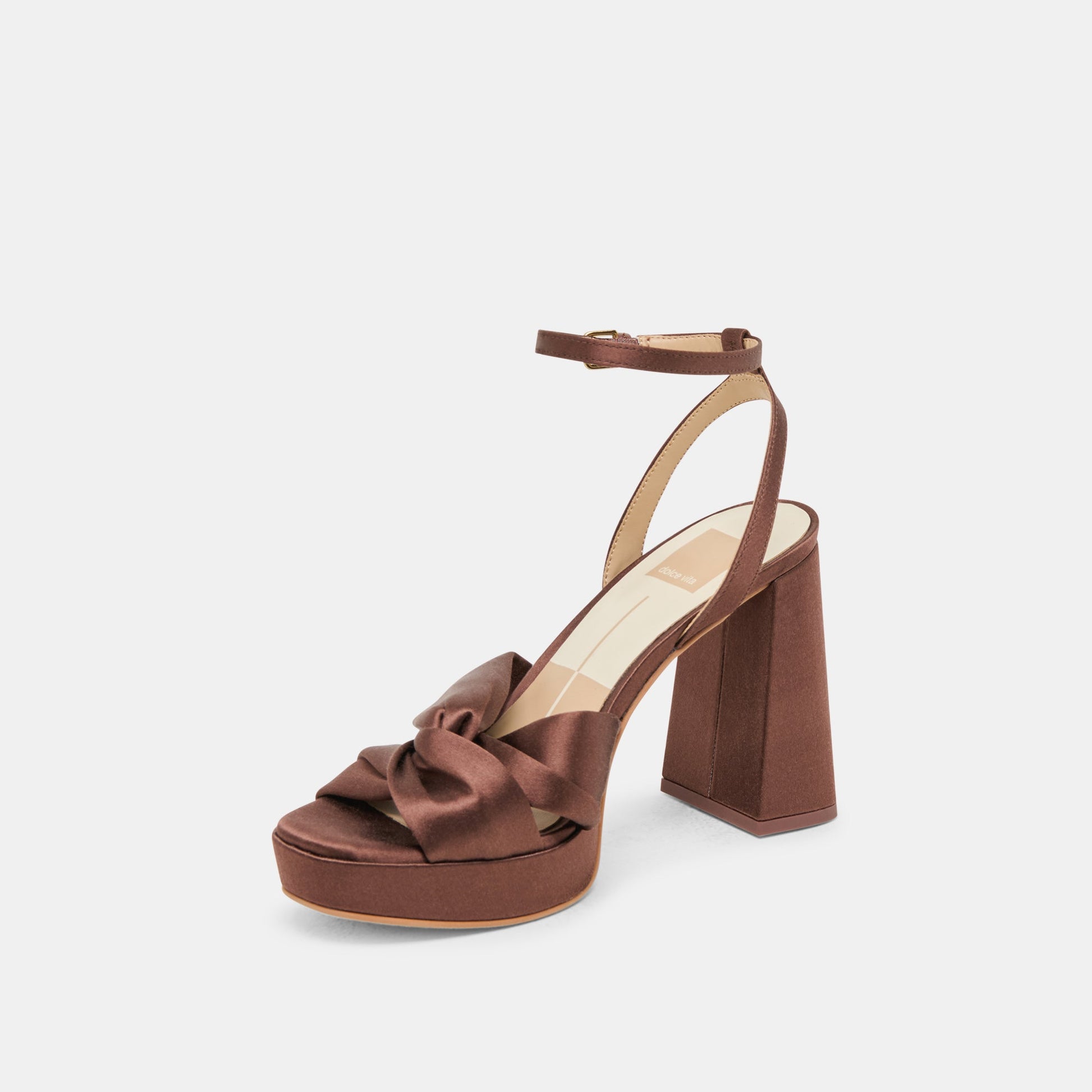 PARLO HEELS MID BROWN SATIN Dolce Vita