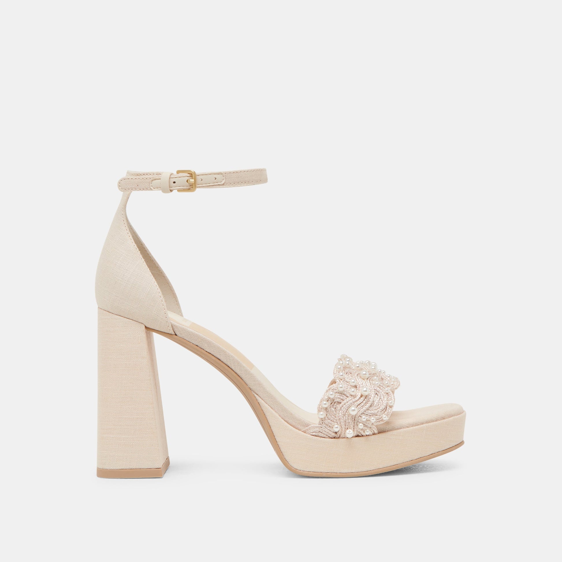 PELTIN PEARL HEELS VANILLA WOVEN RAFFIA Dolce Vita