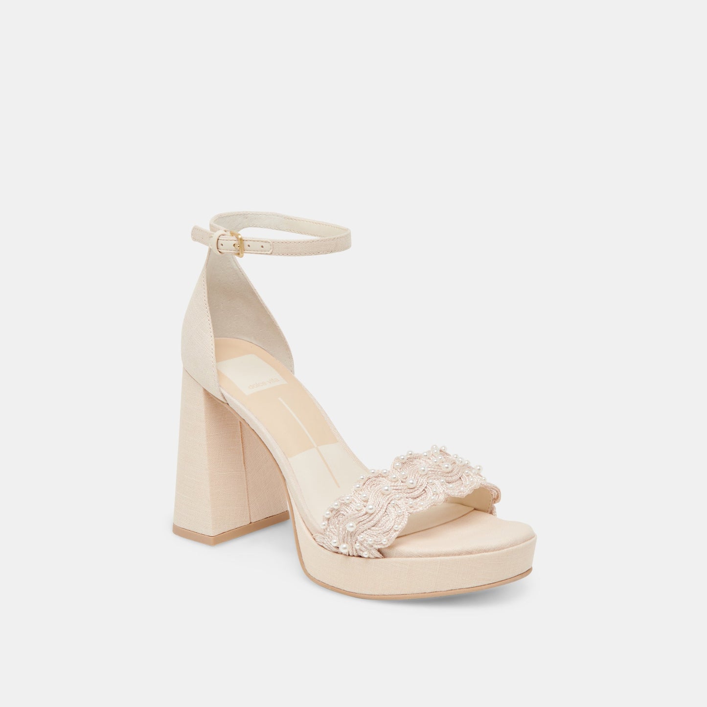 PELTIN PEARL HEELS VANILLA WOVEN RAFFIA Dolce Vita