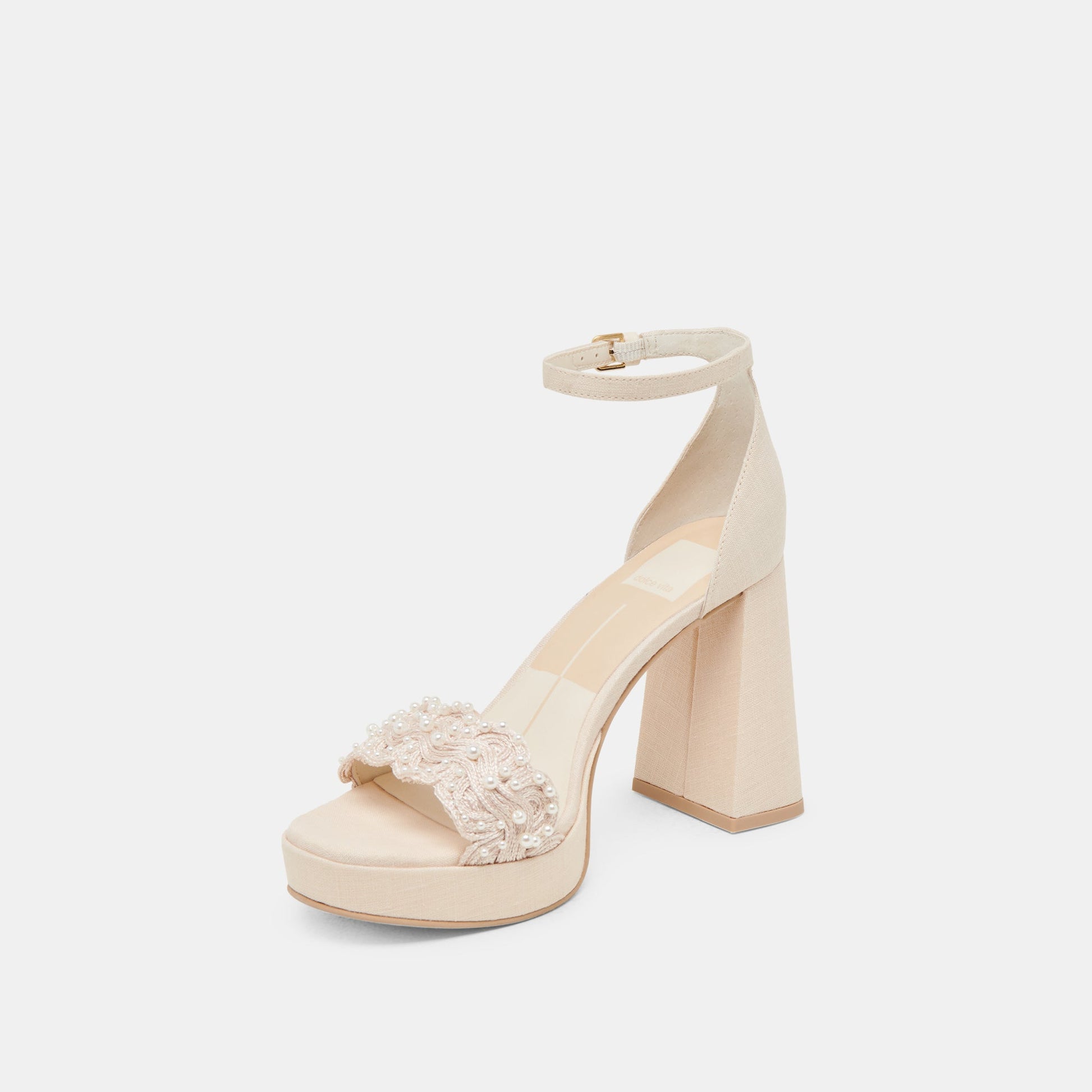 PELTIN PEARL HEELS VANILLA WOVEN RAFFIA Dolce Vita