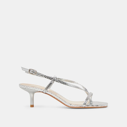LAURY HEELS SILVER EMBOSSED LEATHER Dolce Vita