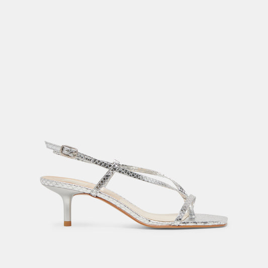 LAURY HEELS SILVER EMBOSSED LEATHER Dolce Vita