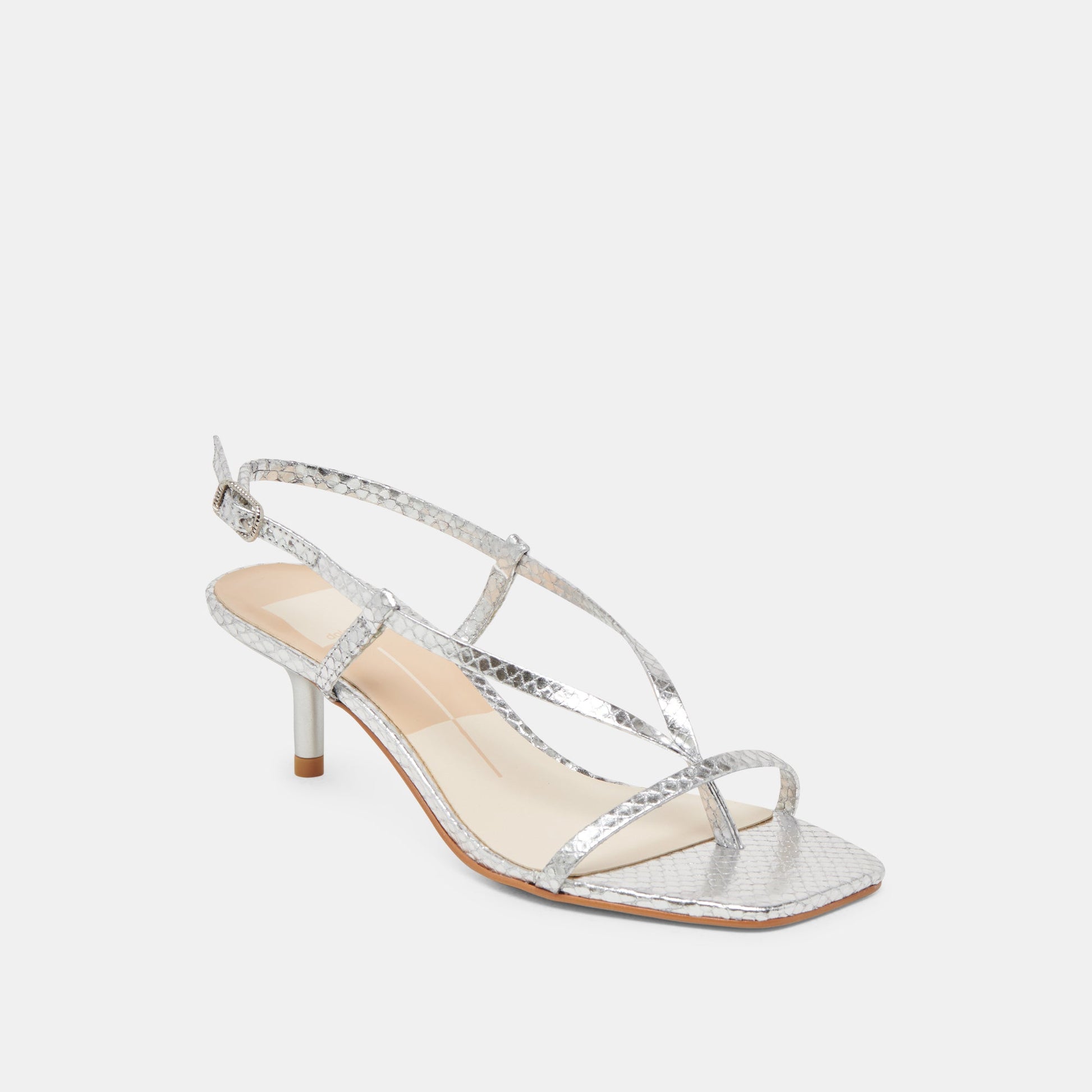 LAURY HEELS SILVER EMBOSSED LEATHER Dolce Vita