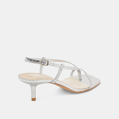 LAURY HEELS SILVER EMBOSSED LEATHER Dolce Vita
