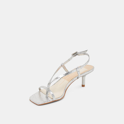 LAURY HEELS SILVER EMBOSSED LEATHER Dolce Vita