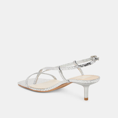 LAURY HEELS SILVER EMBOSSED LEATHER Dolce Vita