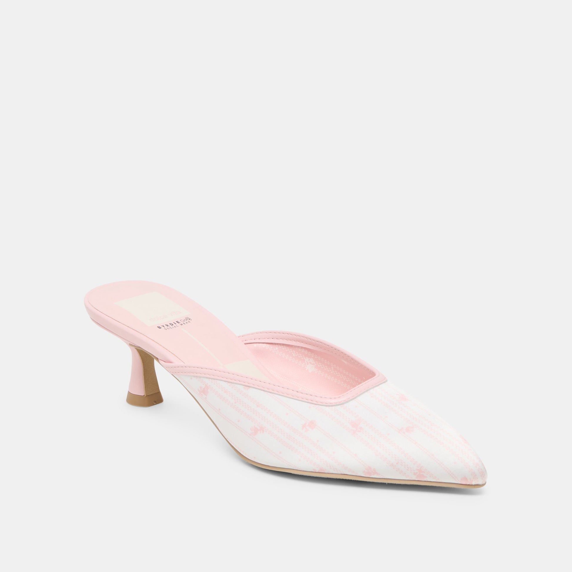 Cleo X Byrdie Golf Pink Floral Satin Wide Heels Dolce Vita