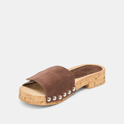 Sandy Dk Brown Suede Sandals Dolce Vita