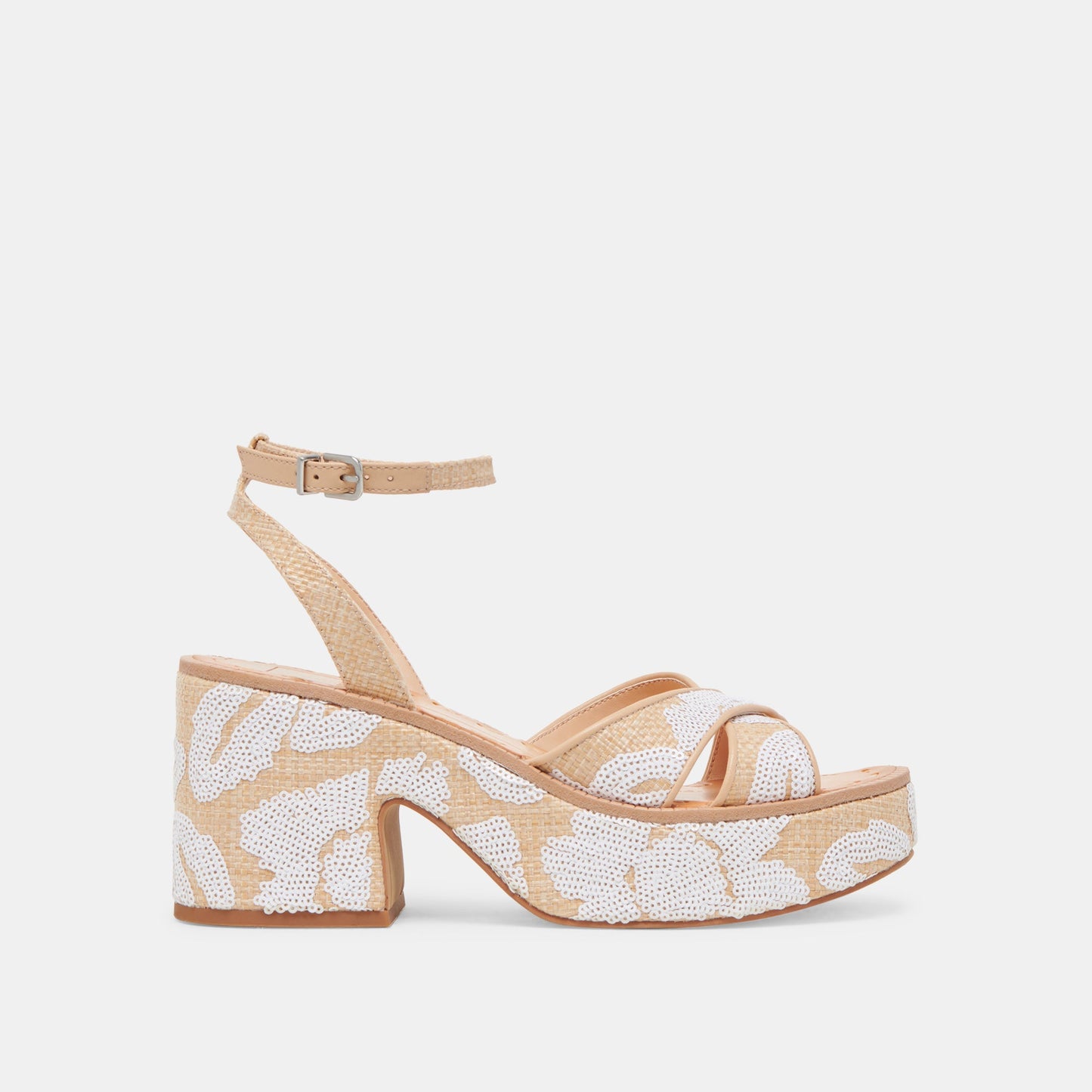 ENIKO HEELS NATURAL MULTI FLORAL SEQUIN Dolce Vita