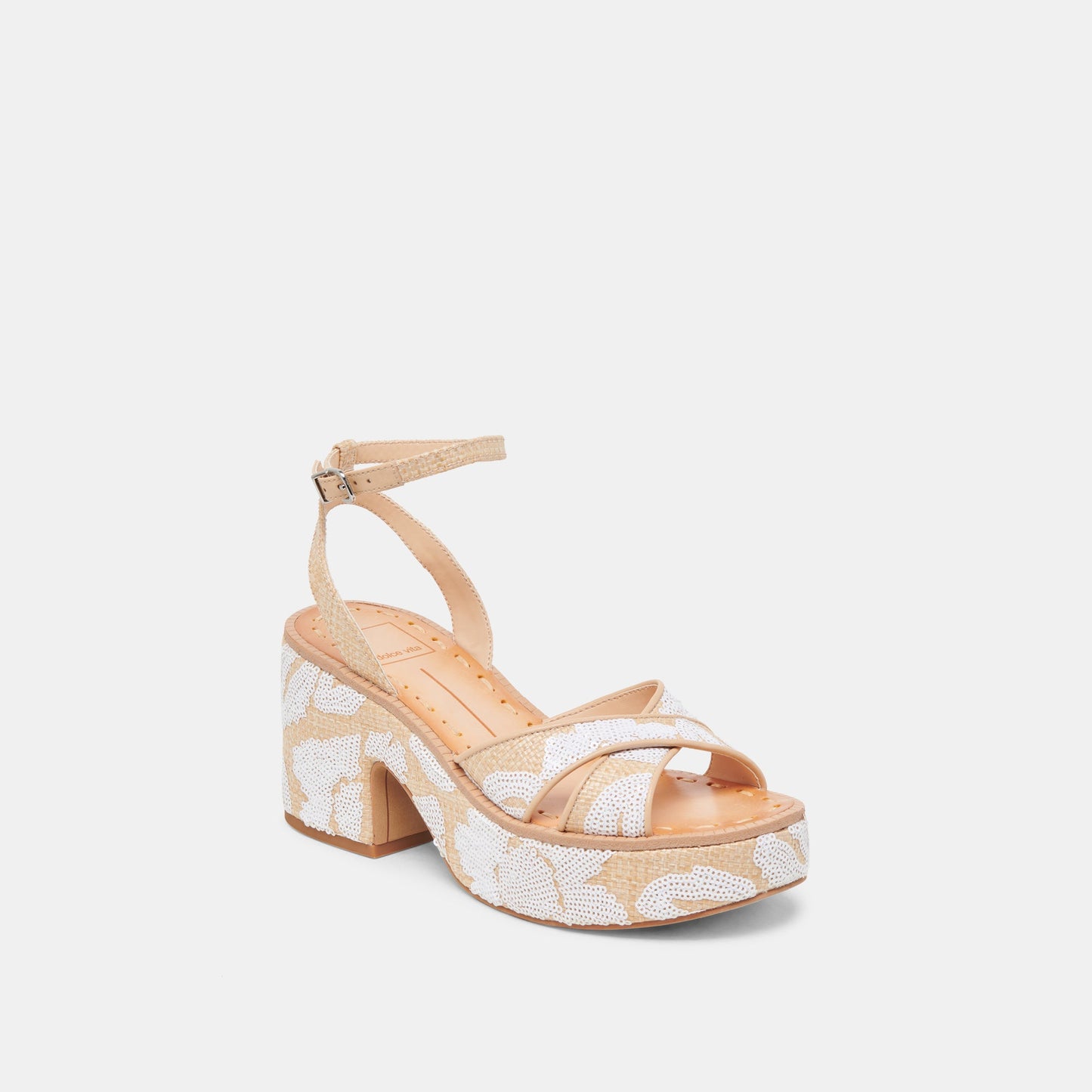 ENIKO HEELS NATURAL MULTI FLORAL SEQUIN Dolce Vita