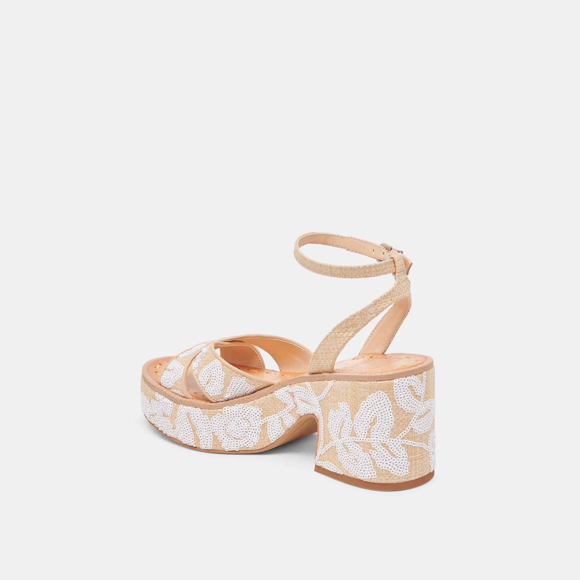 ENIKO HEELS NATURAL MULTI FLORAL SEQUIN Dolce Vita