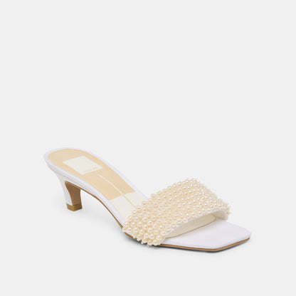 Rexa Pearl Off White Satin Heels Dolce Vita