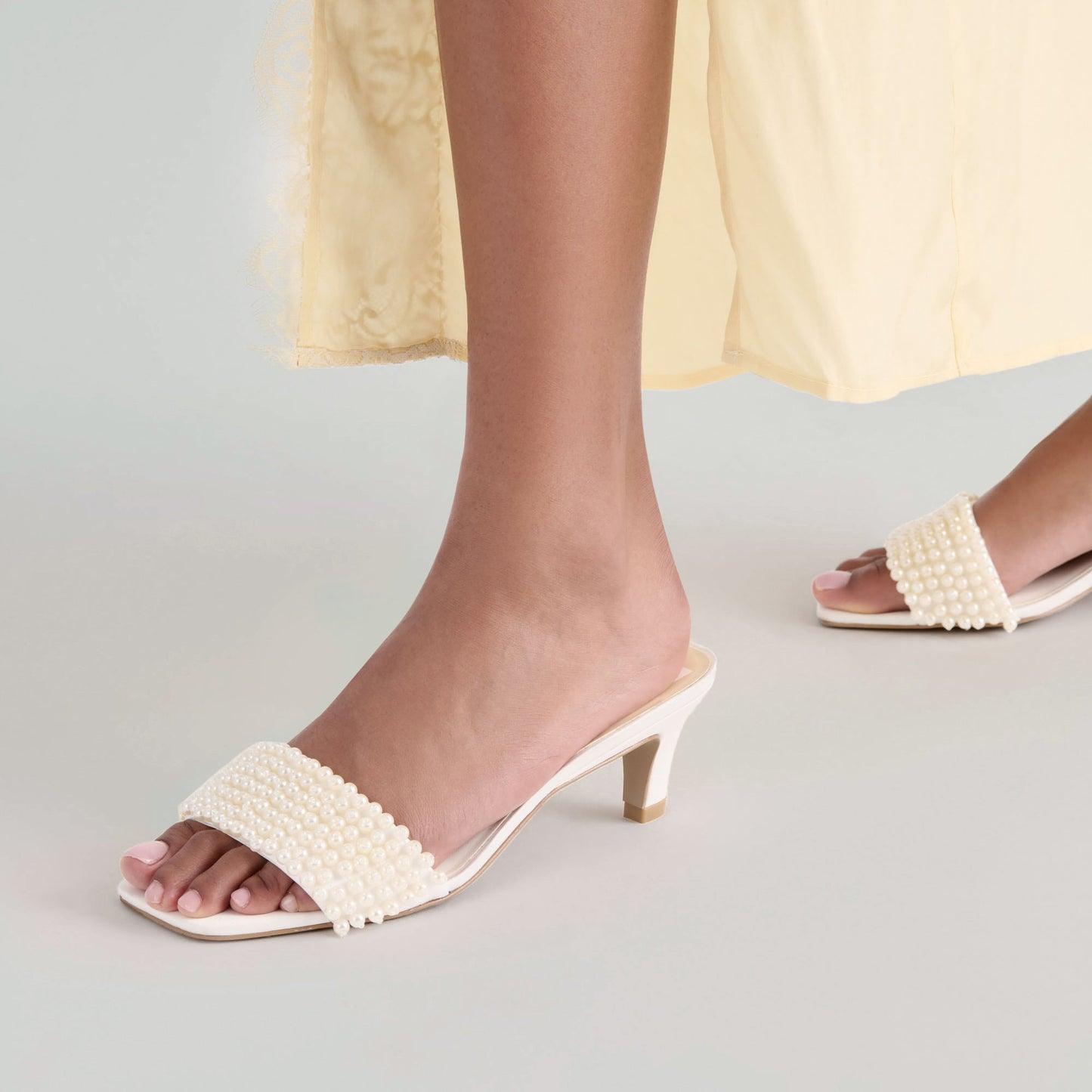 Rexa Pearl Off White Satin Heels Dolce Vita