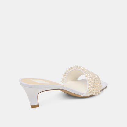Rexa Pearl Off White Satin Heels Dolce Vita
