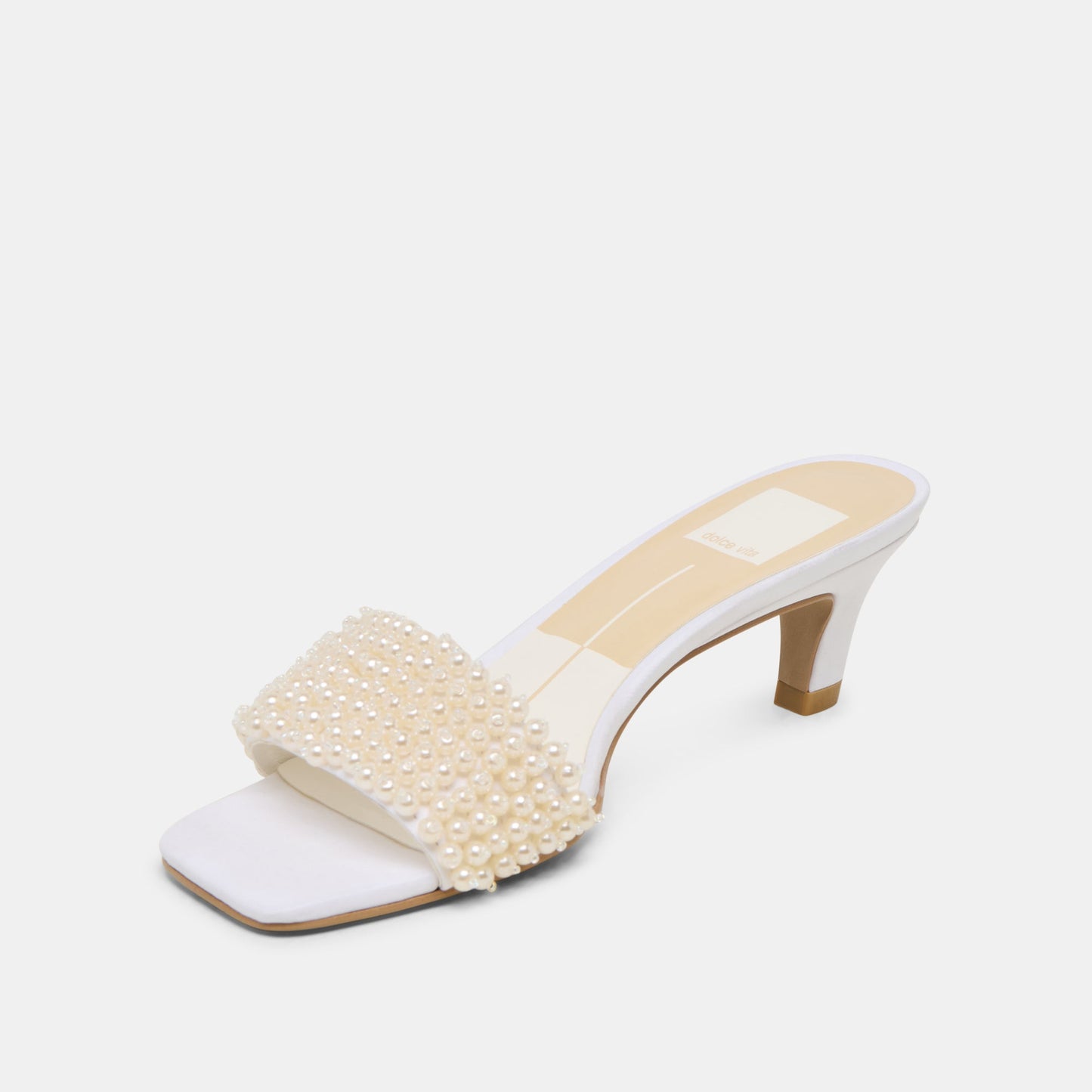 Rexa Pearl Off White Satin Heels Dolce Vita