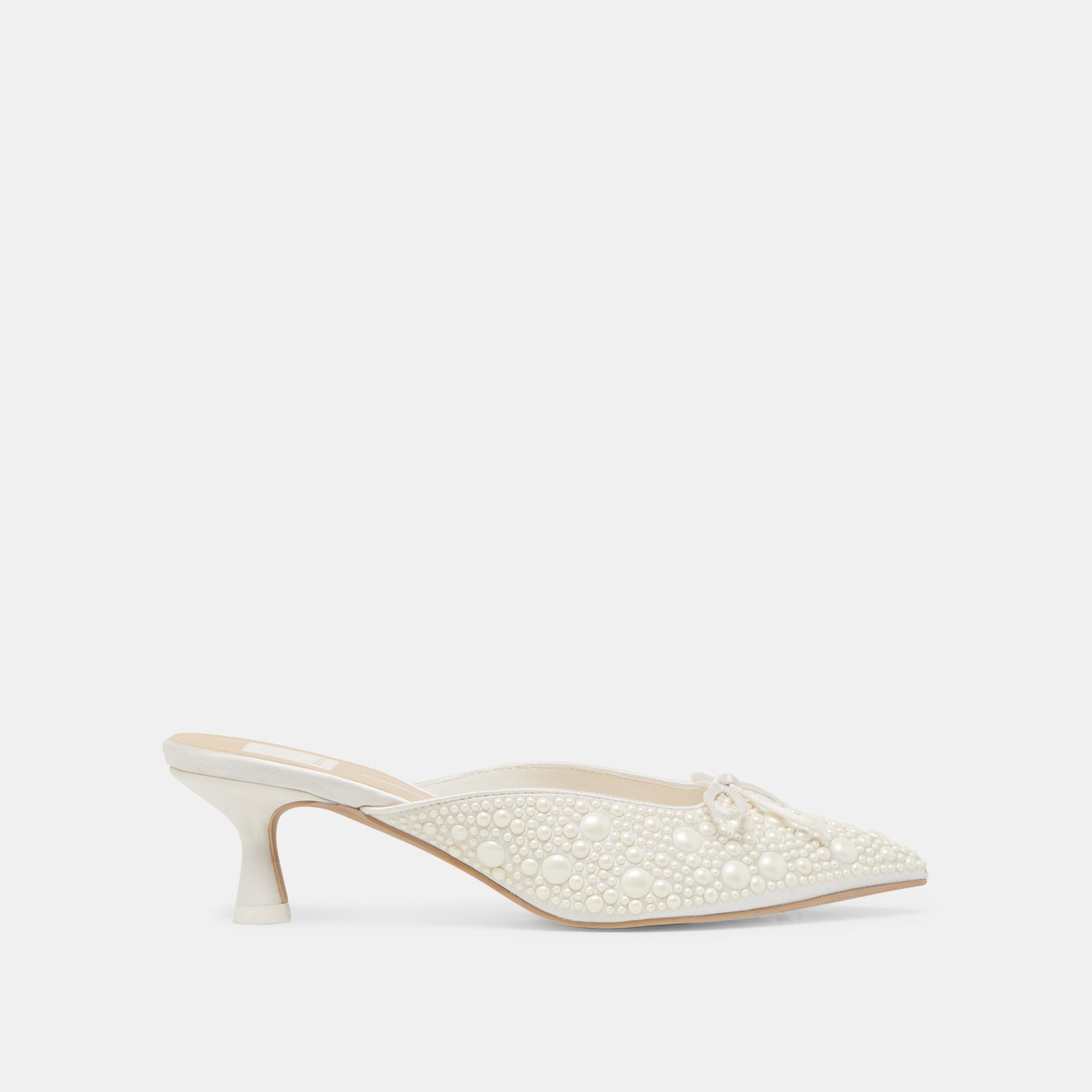 CLAYTN PEARL HEELS TRUE WHITE SATIN Dolce Vita