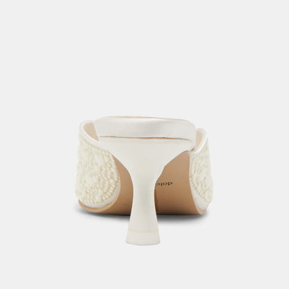 CLAYTN PEARL HEELS TRUE WHITE SATIN Dolce Vita