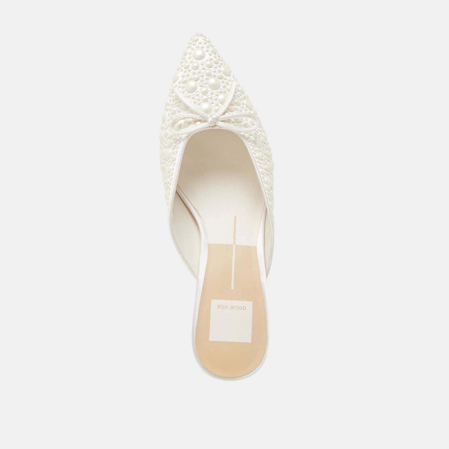 CLAYTN PEARL HEELS TRUE WHITE SATIN Dolce Vita