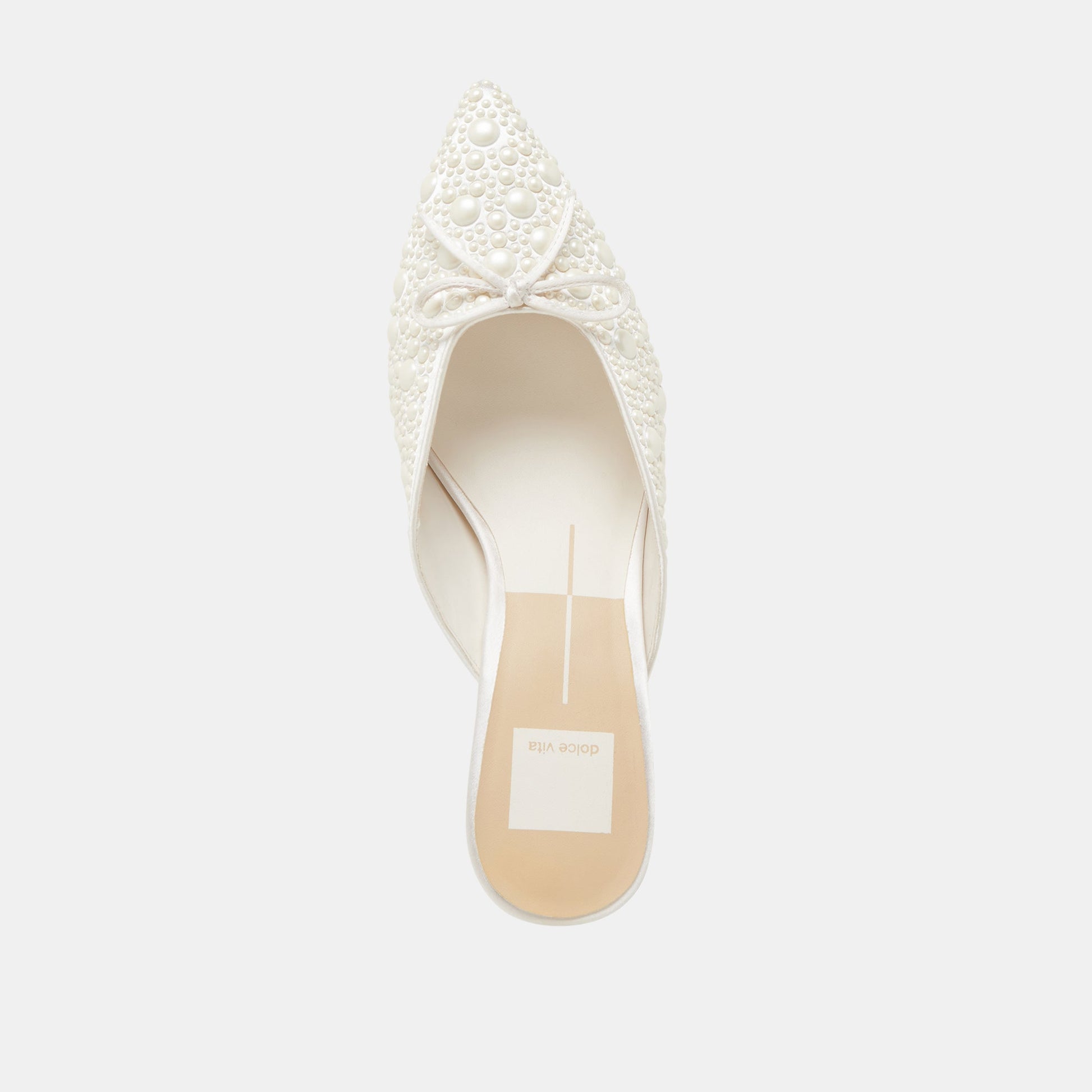 CLAYTN PEARL HEELS TRUE WHITE SATIN Dolce Vita
