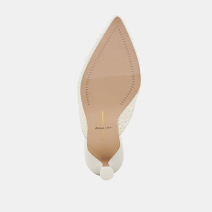 CLAYTN PEARL HEELS TRUE WHITE SATIN Dolce Vita