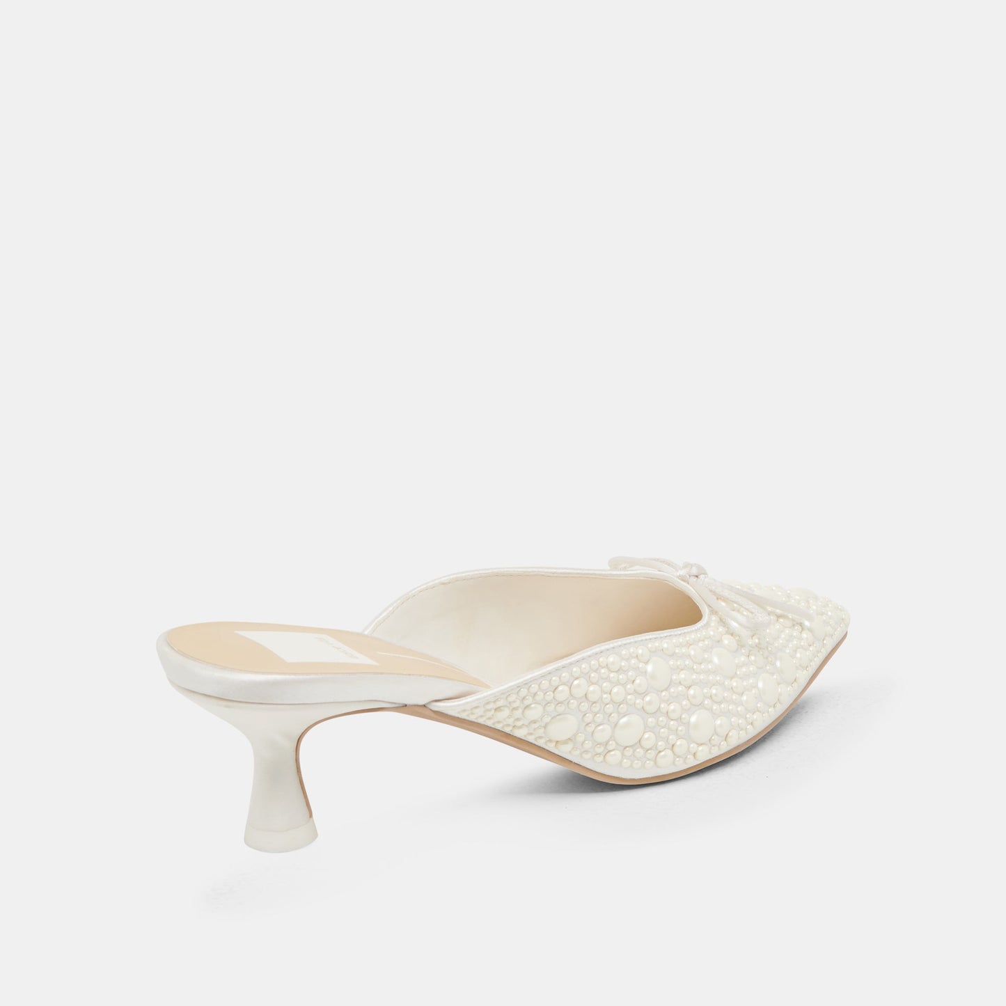 CLAYTN PEARL HEELS TRUE WHITE SATIN Dolce Vita