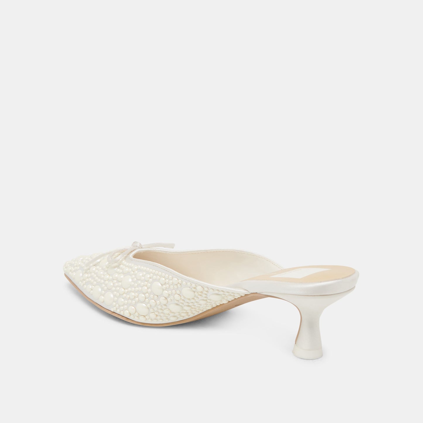 CLAYTN PEARL HEELS TRUE WHITE SATIN Dolce Vita