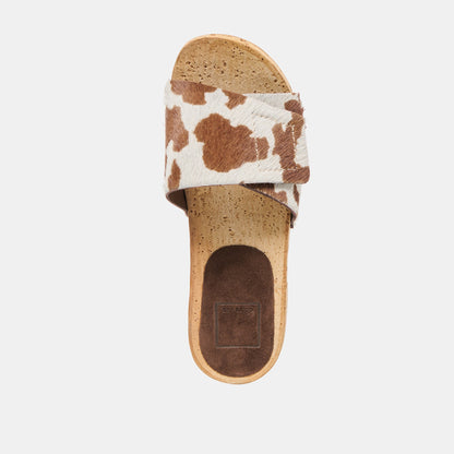 Sandy Cocoa Taurus Calf Hair Sandals Dolce Vita