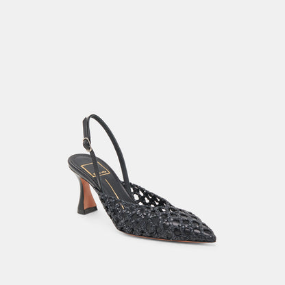 GLORIA HEELS BLACK WOVEN Dolce Vita