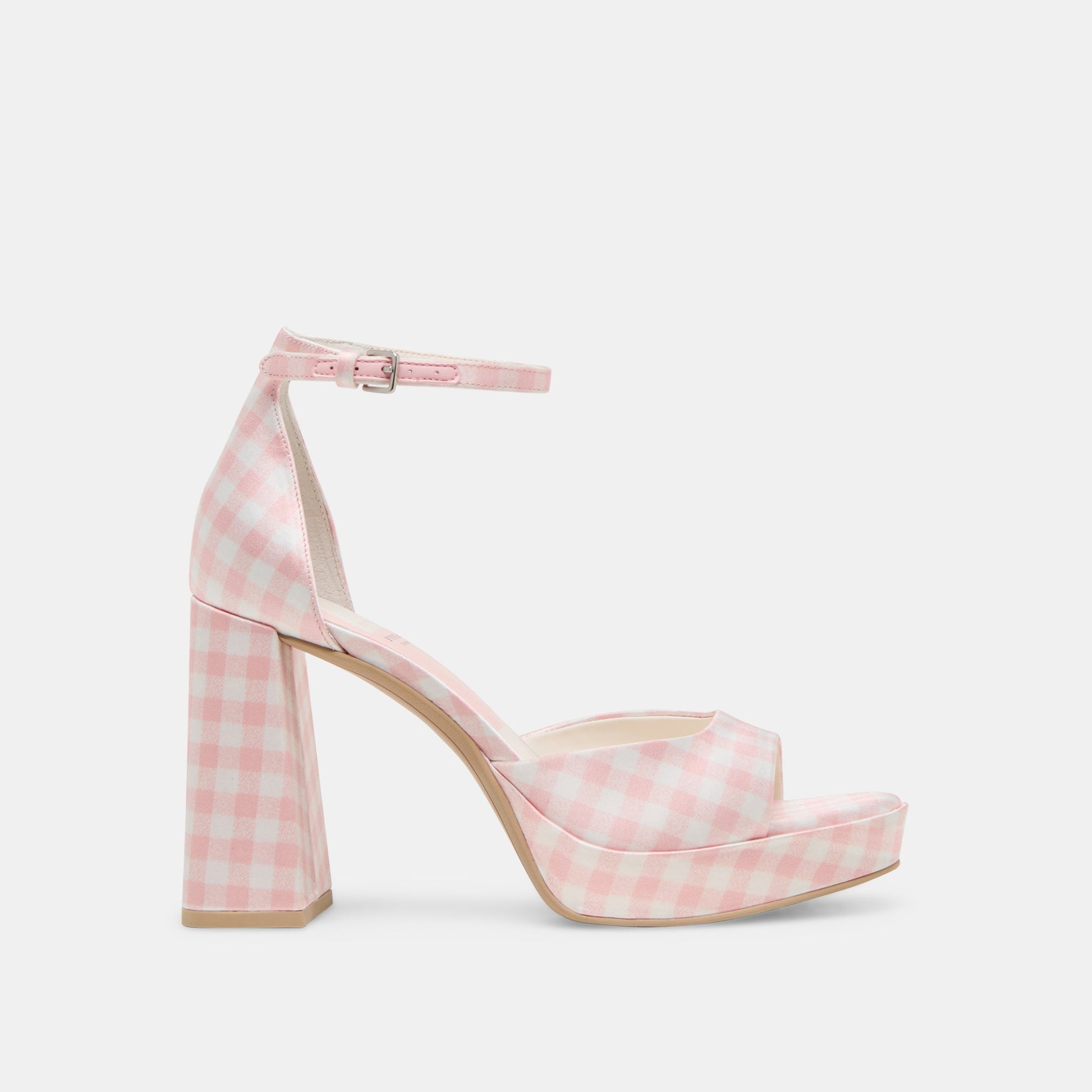 Pandro X Byrdie Golf Pink Plaid Gingham Wide Heels Dolce Vita