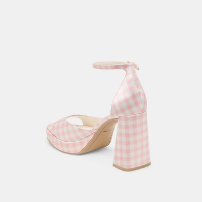 Pandro X Byrdie Golf Pink Plaid Gingham Wide Heels Dolce Vita