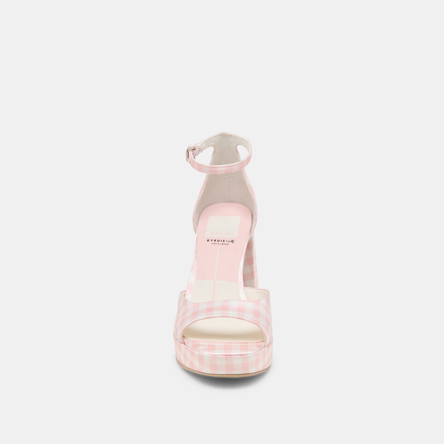 Pandro X Byrdie Golf Pink Plaid Gingham Wide Heels Dolce Vita