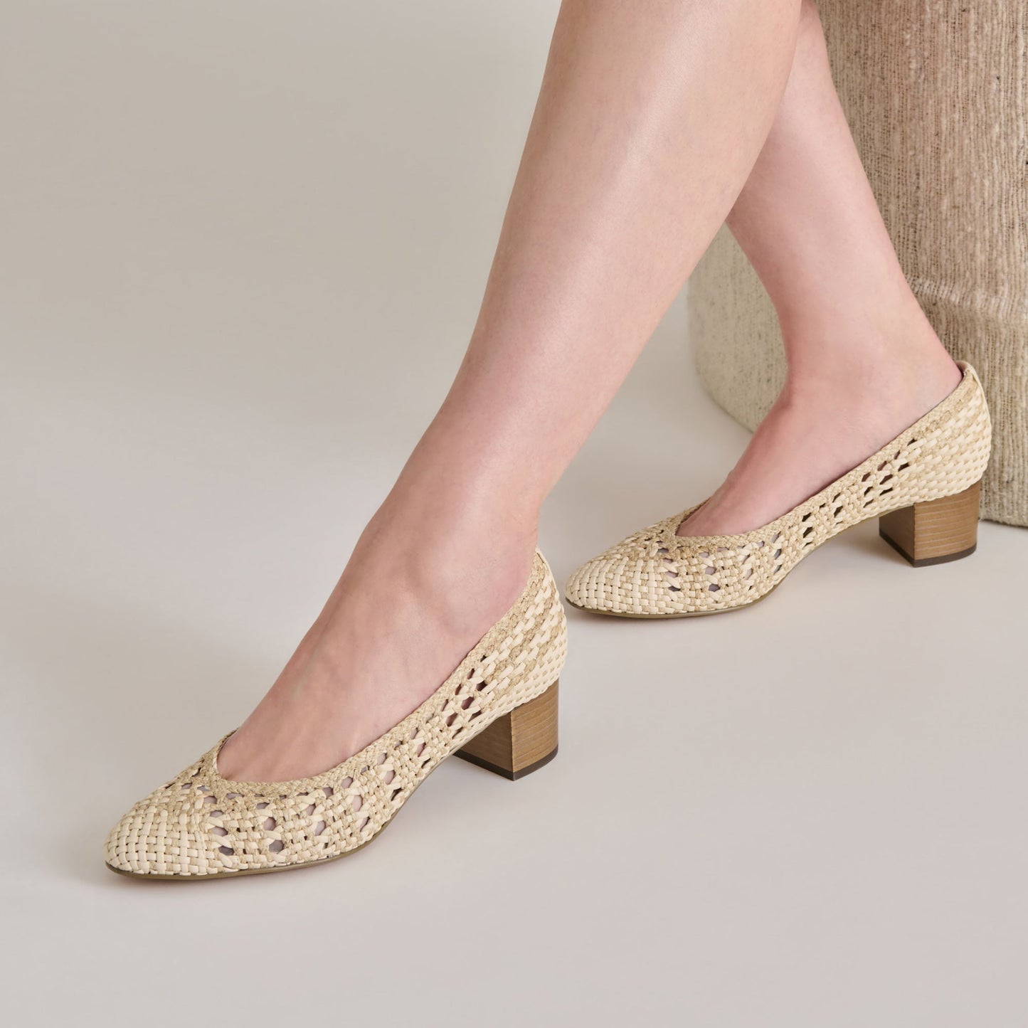 Lula Ivory Multi Woven Raffia Heels Dolce Vita