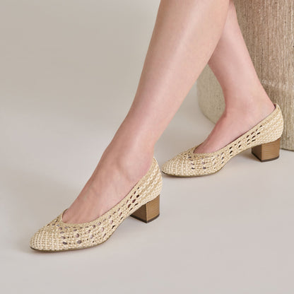 Lula Ivory Multi Woven Raffia Heels Dolce Vita