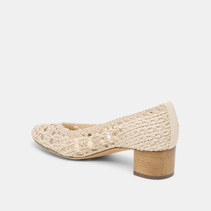 Lula Ivory Multi Woven Raffia Heels Dolce Vita