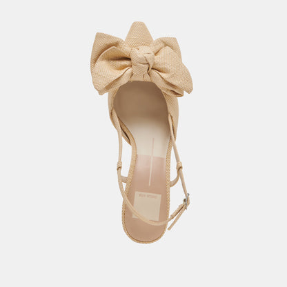 ODELA BOW HEELS NATURAL WOVEN RAFFIA Dolce Vita