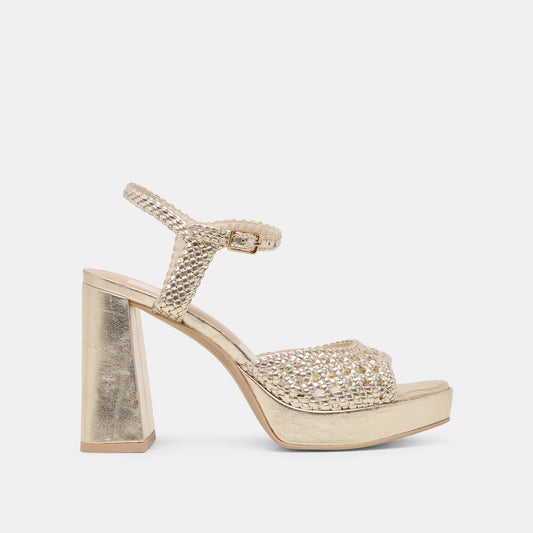 PEYTEN HEELS LIGHT GOLD WOVEN STELLA Dolce Vita