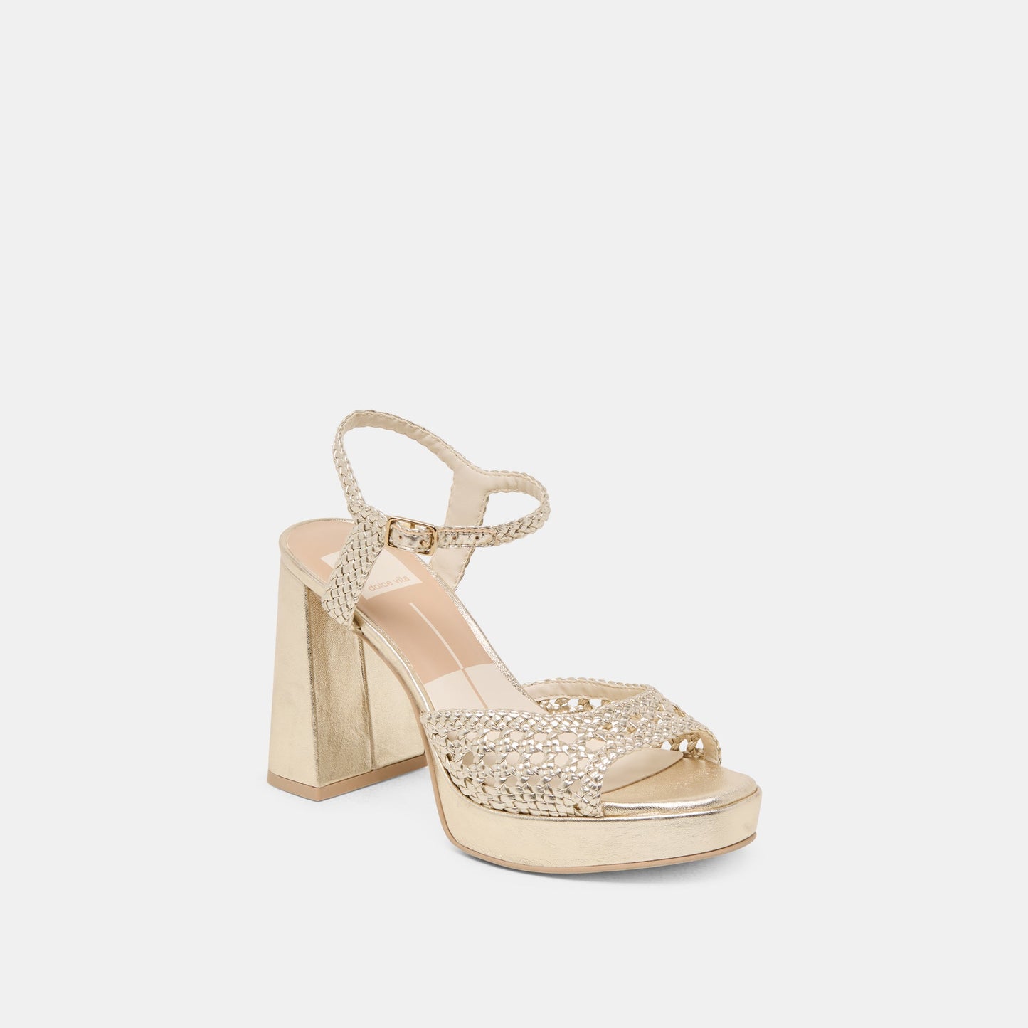 PEYTEN HEELS LIGHT GOLD WOVEN STELLA Dolce Vita