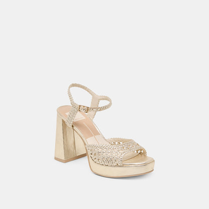 PEYTEN HEELS LIGHT GOLD WOVEN STELLA Dolce Vita