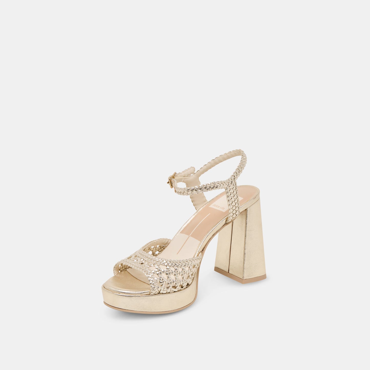 PEYTEN HEELS LIGHT GOLD WOVEN STELLA Dolce Vita