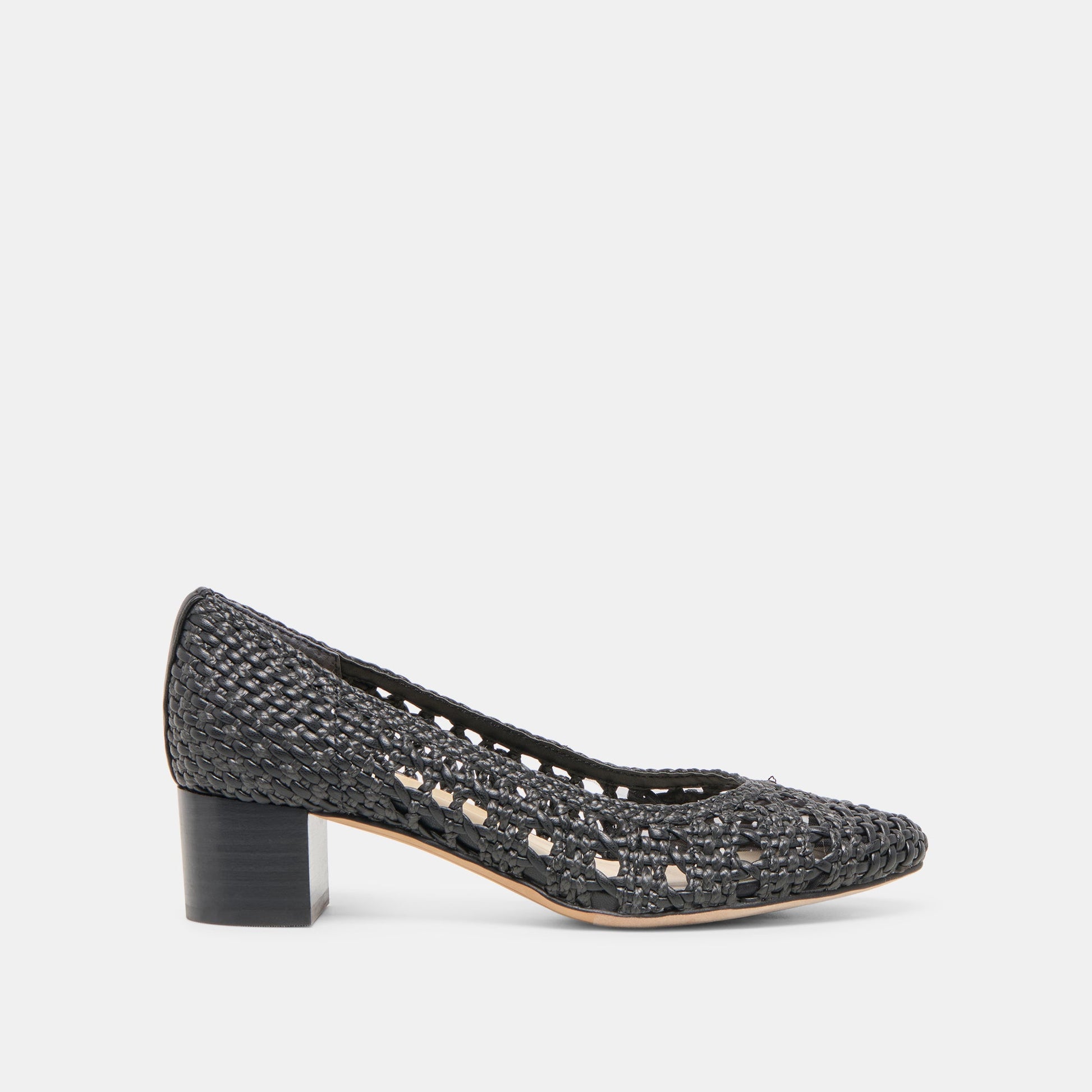 Lula Black Woven Raffia Heels Dolce Vita