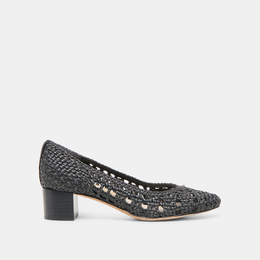 Lula Black Woven Raffia Heels Dolce Vita