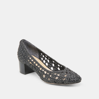 Lula Black Woven Raffia Heels Dolce Vita