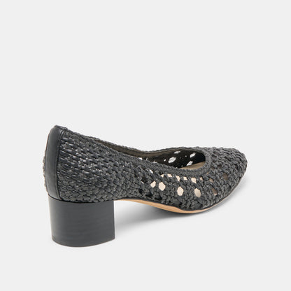 Lula Black Woven Raffia Heels Dolce Vita